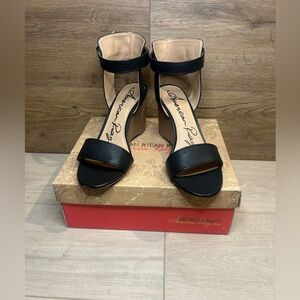 American Rag Aislinn Wedge Open Toe Casual Ankle Strap Sandals Black 9.5 M